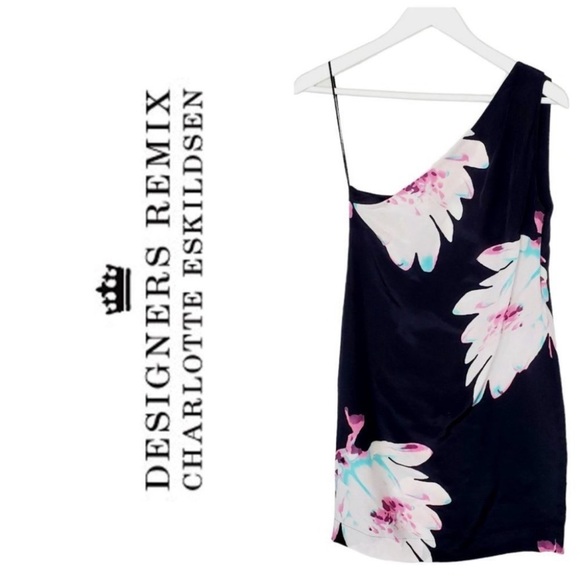 Designers Remix Silk Floral Mini One Shoulder Dress - Picture 3 of 3